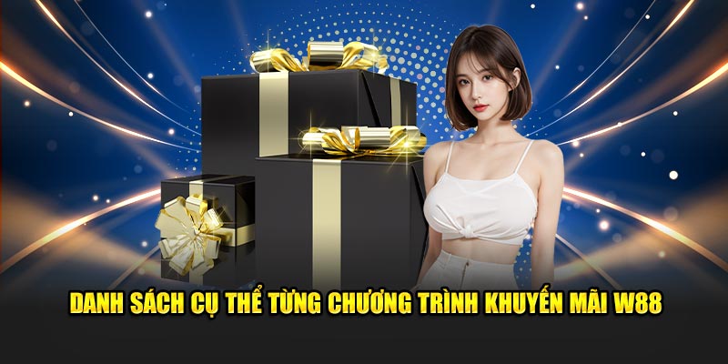 Danh sách cụ thể từng chương trình khuyến mãi W88